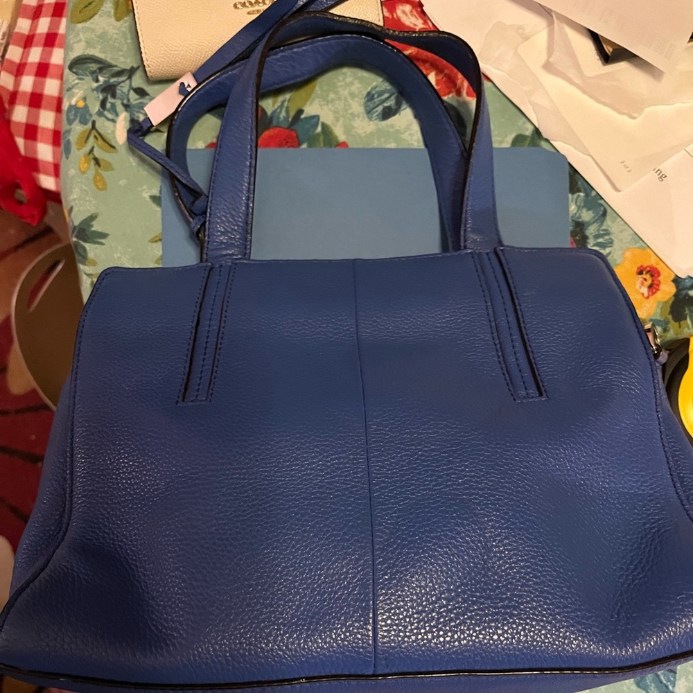 Kate Spade Cobalt Blue Dominique Grey Street Leather Satchel with tassel. GUC - Picture 8 of 9